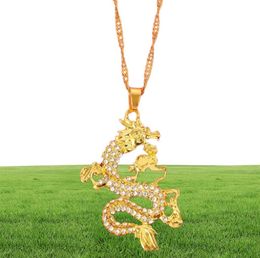 Pendant Necklaces CZ Dragon For Women Men Gold Colour Jewellery Cubic Zirconia Mascot Lucky Symbol Gifts Whole 11694069