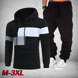 Fashion Men Tracksuits Hoodies Suit Autumn Winter Hooded Sweater and Sweatpants Two Piece Set Plus Size Mens Clothing 240416