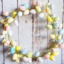 Decorative Flowers Easter Egg Wreath Cute Colorful Garland Creative Wreaths Ornaments Home Wall Decor Happy Day Decoration 2024