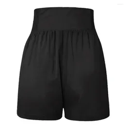 Women's Shorts Pocketed Women Stylish High Waist With Pleated Button Detail A-line Cut Side Pockets For Casual Wear