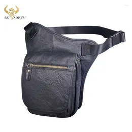 Waist Bags Quality Leather Men Design Casual Black Classic Shoulder Sling Bag Fashion Travel Fanny Belt Pack Leg 6915
