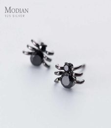 Rock Black Zircon Fashion Spider Stud Earrings for Women Ear Studs Jewellery Girls Kids 925 Sterling Silver 2107071252404