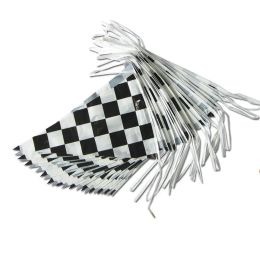 Accessories Bunting Flags Outdoor Chequered Garland Banner Bunting PE Pennant Flag Racing 30cm X 40cm Black White Birthday