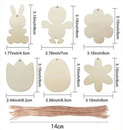 Party Supplies Easter egg rabbit pendant chicken hollow hanging decoration with holes wooden home decoration dd9746862575