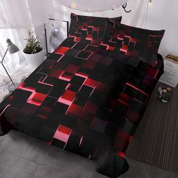 Bedding sets Abstract down duvet cover set geometric style bedding set 3-piece black number size square cube comfort cover J240507