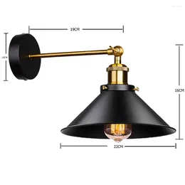 Wall Lamp Black Colour Loft Industrial Lamps Vintage Bedside Light Metal Lampshade E27 Edison Bulbs 110V/220V