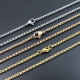 Chains Necklace Women Stainless Steel Long Men Fashion Rose Gold Chain Pearl Jewellery On The Neck Wholesale 326a