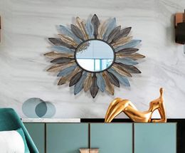 Creative Modern European living room wall hanging mirror sun decorative mirror porch mirror wall hanging wall decoration frame Hom3689629