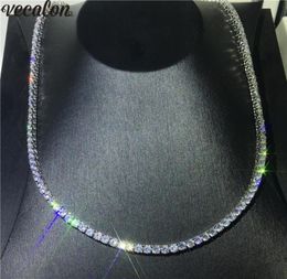 Vecalon Luxury Tennis Necklace White Gold Filled Full 4mm 5A cz Party Wedding necklaces for Women men Hiphop Jewelry Gift5960233