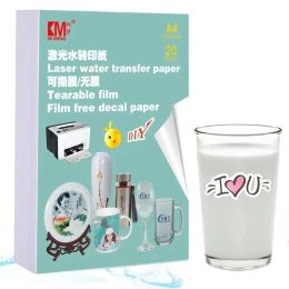 Paper A5 A4 Film Free Laser Printers Water Slide Decal Paper Clear Waterslide Printing Transfer Sheets for Ceramic Glass Wood DIY