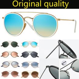 Design Brand Round Metal Rays Sunglasses Women Men Gradient Coating Mirror 3647 Sun Glasses Oculos De Sol with Accessories4322320