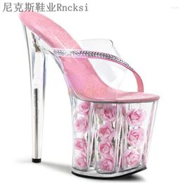 Sandals Rncksi 8-inch Bridal Heightening Shoes With Flowers On Soles 20cm Slippers High Water Table 10cm For Car Models