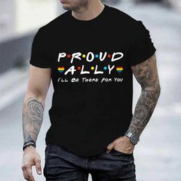 Men's T-Shirts LGBT T Shirt Proud Ally Ill Be There for You Rainbow Mens T-shirts Pride Month T Shirts Gay Lovers Couples Matching T Shirt T240506