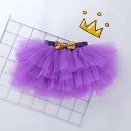 tutu Dress 2022 Solid Pettiskirt Baby Girls Tutu Skirt Toddler Skirt Gold Bow Skirts Birthday Present New 0-2 years old d240507