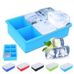 Tools BPA Free 6 Big Ice Tray Mould Giant Jumbo Large Food Grade Silicone Ice Cube Square Tray Mould DIY Ice Maker Ice Cube Tray