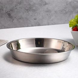 Plates Stainless Steel Non-magnetic Flat Round Plate Portable Dish Jewellery Tray Cake Baking Pan (24CM/26CM/28CM/30CM