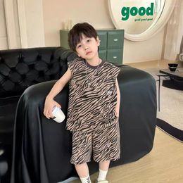 Clothing Sets Children Summer Set 2024 Loose Leopard Print Vest And Pants Lightweight Two Pieces Casual Comfortable