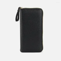Wallets 2024 Women's Wallet Long Cowhide Large Capacity Clutch Bag Trendy Leather B