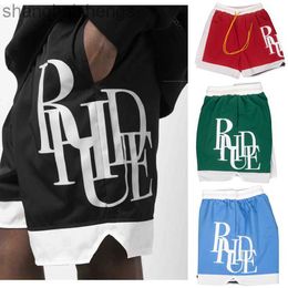 Trend Original 1:1 Rhuder Designer Short Pants New High Street Color Block Large Letter Loose Casual Mens Womens Shorts Beach Pants Couple Style Pants