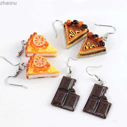 Dangle Chandelier Fashionable cute and fun chocolate cake drop earrings suitable for women geometric food shapes donut cookies pendant earrings party Jewellery XW