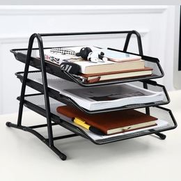 File Storage Tray Creative Anti-Rust 3 Layers Metal Wide Entry Desk File Document Letter Tray Rack File Organizer