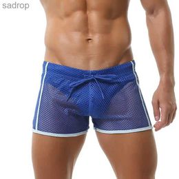Men's Swimwear Fishnet Transparent Shorts Seobean Swimwear Men Underwear Sexy Gay Boxer Briefs Mesh Swimming Trunks Beach Swimsuit 2024 Sungas XW
