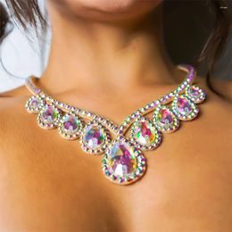 Link Bracelets Exquisite Shiny Large Rhinestone Necklace Pendant Jewellery Fashion Banquet Party Crystal Dressing Accessories