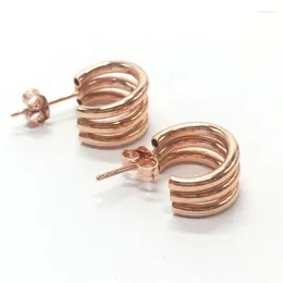 Dangle Earrings Plated 14K Rose Gold 585 Purple For Women Glossy Three Layers C-shaped Fashion Stud Earings Banquet Jewellery