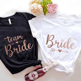 Men's T-Shirts Team Bride Bridesmaid T-shirt White Black Tops Bridal Wedding Engagement Tshirt Friends Bachelorette Hen Party Ts EVJF T Shirt T240506