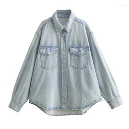 Women's Blouses Denim Blouse Spring 2024 Fashion Summer Long Sleeve Loose Shirt For Women Casual Chic Ladies Coat