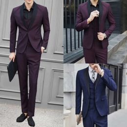 Modest Groomsmen Three Custom Handsome Suits Pieces Made Printed Pattern Slim Fit Mens Business Wedding Suits (Jacket+Vest+Pants) (Jacket+Vest+Pants)