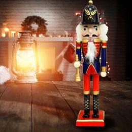 Miniatures 30cm Nutcracker Wooden Desktop Crafts Ornaments Nutcracker Soldier Playing Band Dolls Christmas Decorations New Year Home Decor