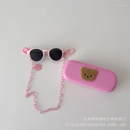 Hair Accessories 1pc Children's Glasses Box Candy Colour Sunglasses Chain Set All Fashion Travel Boys And Girls Baby Sunshade