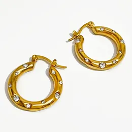 Hoop Earrings Peri'sbox Stunning Pave Cz Rhinestones Gold Plated Huggie For Women Titanium Steel Non Tarnish Jewellery Wholesale