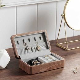 Storage Boxes Bins Amgoth Luxury Wooden Jewellery Box Necklace Earrings Watch Organiser Showcase Ring Stand Country Gift Q240506