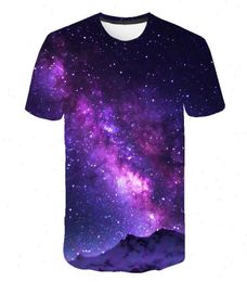 Summer Purple Galaxy T Shirt Men Space 3d Printing Tshirt Universe Short Sleeve Print Tshirts Funny Casual Tops Oneck6131114