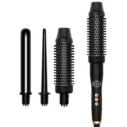 Curling Irons 3-in-1 curling iron set with brush 3 interchangeable ceramic sticks dual pressure curler hot Q240506