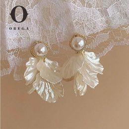 Stud Earrings Obega Elegant White Flower Imitation Preal Post For Woman Ins Temperament Wedding Fashion Jewellery Ear