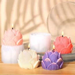 Candles Sweet 3D Lotus Flower Shape Soap Silicone Mould DIY Handmade Soap Model Plaster Mold Aromatherapy Candle Simple Silicone Mold