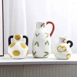 Vases Nordic Instagram Ceramic Vase Ornaments Living Room Samples Home Decorations Flower Arrangements Tabletop Crafts