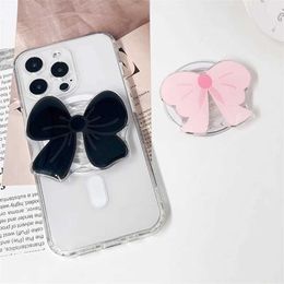 Cell Phone Mounts Holders Korea Cute CartoonBlack Magnetic Holder Grip Tok Griptok Phone Stand Holder Support For iPhone 15 For Pad Magsafe Smart Tok