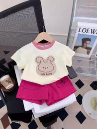 Clothing Sets Girl's Suit Summer Fashionable Children's Net Red Baby Girl Short-Sleeved Shorts Two-Piece Cartoon
