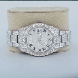 Stylishly digned with moissanite round brilliant cut diamonds and stainls steel watch is a perfect choice for the men
