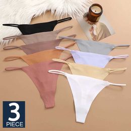 Women's Panties FINETOO 3Pcs 2023 Hot selling sexy womens T-back skin friendly underwear elastic thong womens underwear G-string seamless underwearL2405