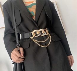 Fashion Elastic Belts For Women Designer Luxury Brand PU Thick Chain Waist Strap Dress Coat Sweater Lady Decorative Waistband 22021410698