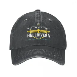 Ball Caps Last Line Of Offence Helldivers 2 Men Women Baseball Video Games Distressed Denim Hat All Seasons Travel Headwear