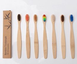 Wood Rainbow Toothbrush Environmentally Bamboo Fibre Wooden Handle Tooth brush Whitening Rainbow7216902