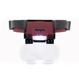 1.7X 2X 2.5X 4.5X 4pcs Lenses Head Wearing LED Magnifier Loupe Medical Magnifying Glass for Dentist Clock Mobile Phone Repair