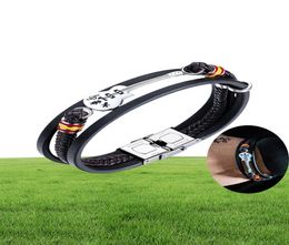 Stainless steel Mini guitar Leather bracelets For Men Punk Personalised Genuine Leather Rope Bangle music Charm Fashion Jewellery Gi1673748