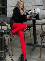 Women Socks 120D Velvet Lady Slimmer Chic Ankle-Length Tights Thin Stockings Sexy Solid Red Elegant Black Hosiery Glossy Hipster Young